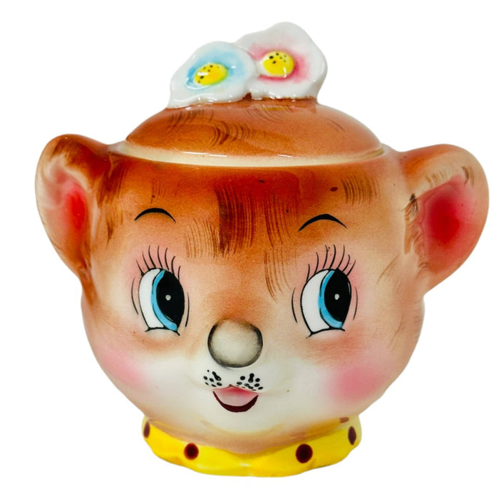 Vintage Enesco PY Lil Bear Anthropomorphoc Sugar Jar with Lid 1950s Japan