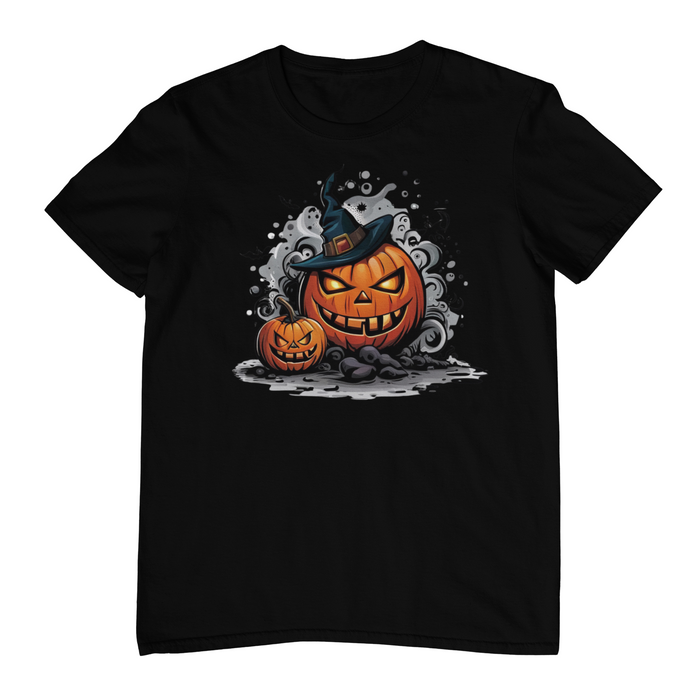 Grim Gourd: Halloween Pumpkin Terror Black T-Shirt