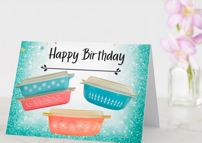 Pyrex Love Happy Birthday Pink Daisy Snowflake Greeting Card
