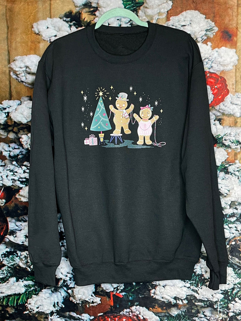 Retro Gingerbread Christmas Cuties Black Sweatshirt