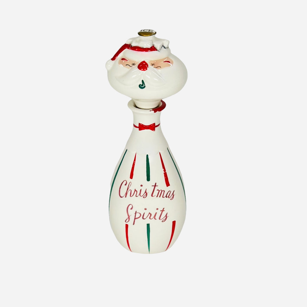 Vintage Shafford Christmas Spirits Santa Claus Decanter Bottle 1950s Japan MCM Pixieware