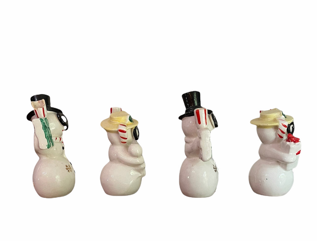 Vintage Christmas NOEL Snowman with Ski Googles Candle Holders
