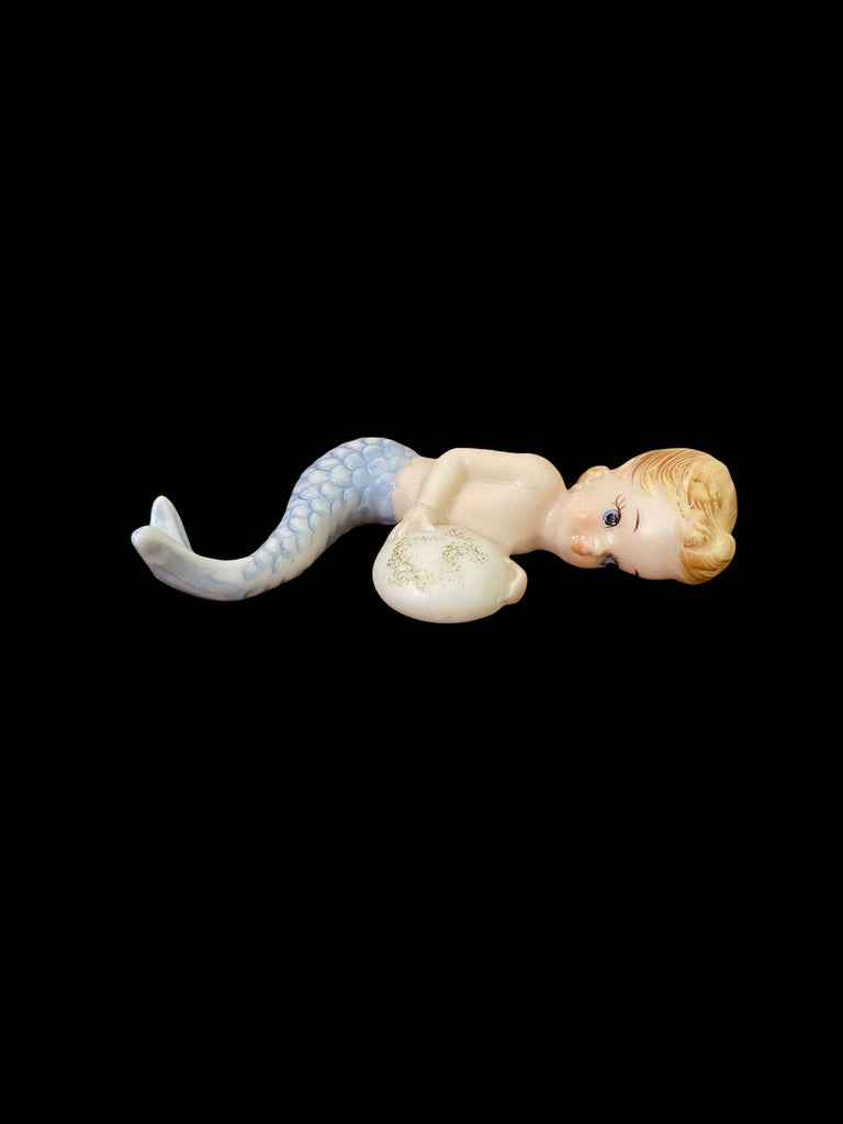Vintage Norcrest Mermaid Wall Plaque P-895 Blue Tailfin with Bubble Blonde Hair Mid-Century Modern