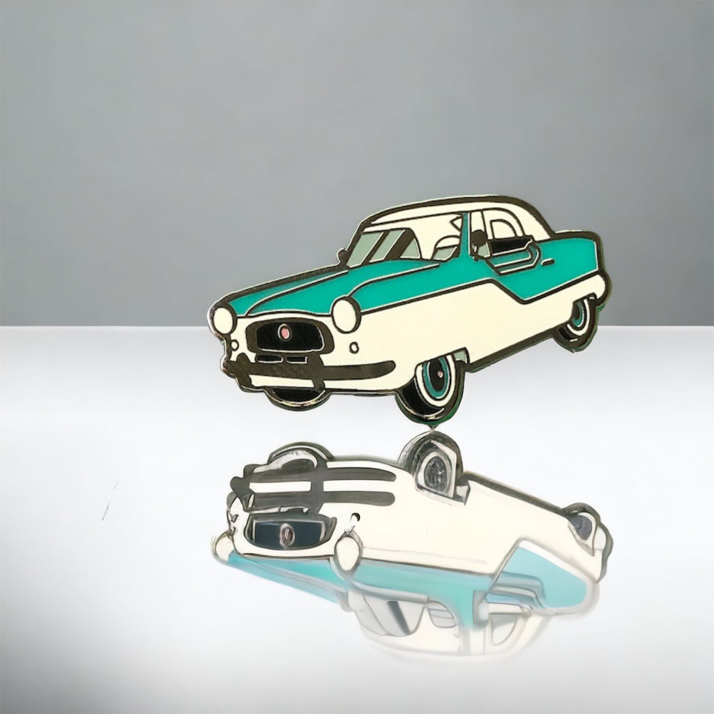 Vintage 1950s Nash Metropolitan Turquoise Classic Car Brooch Automobile Enthusiast Collector Pin