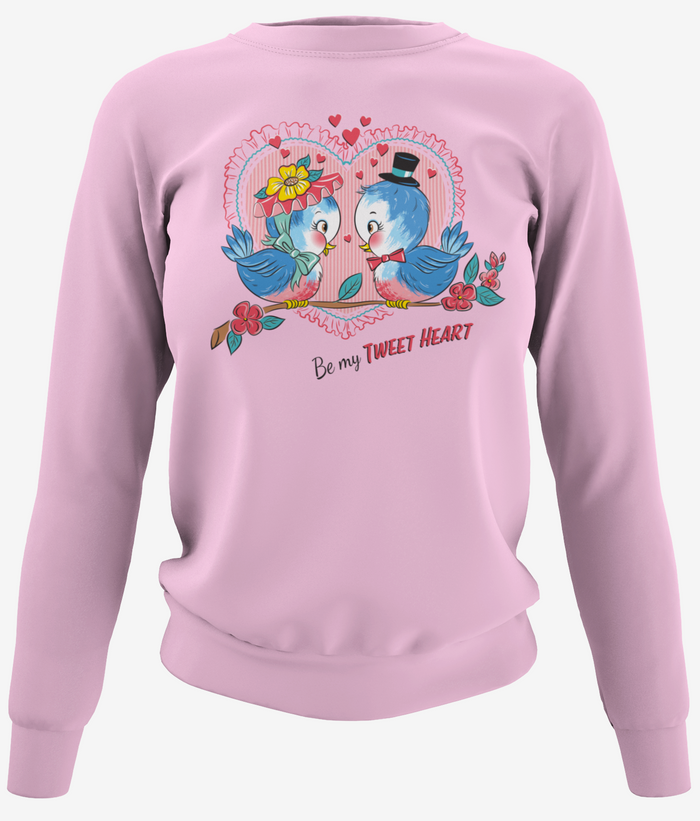 Vintage Bluebird Valentine Pink Crewneck Sweatshirt