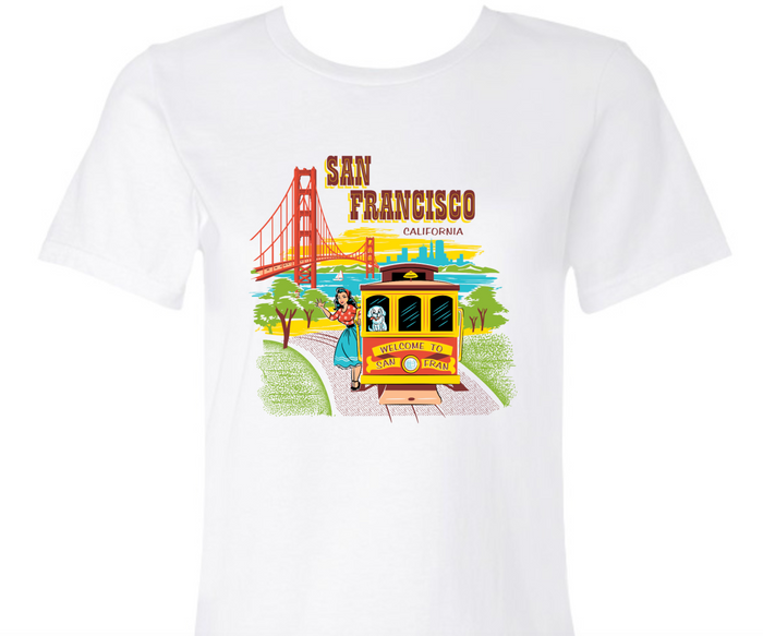 San Francisco Unisex T Shirt Golden Gate Bridge Cable Car Trolley SF