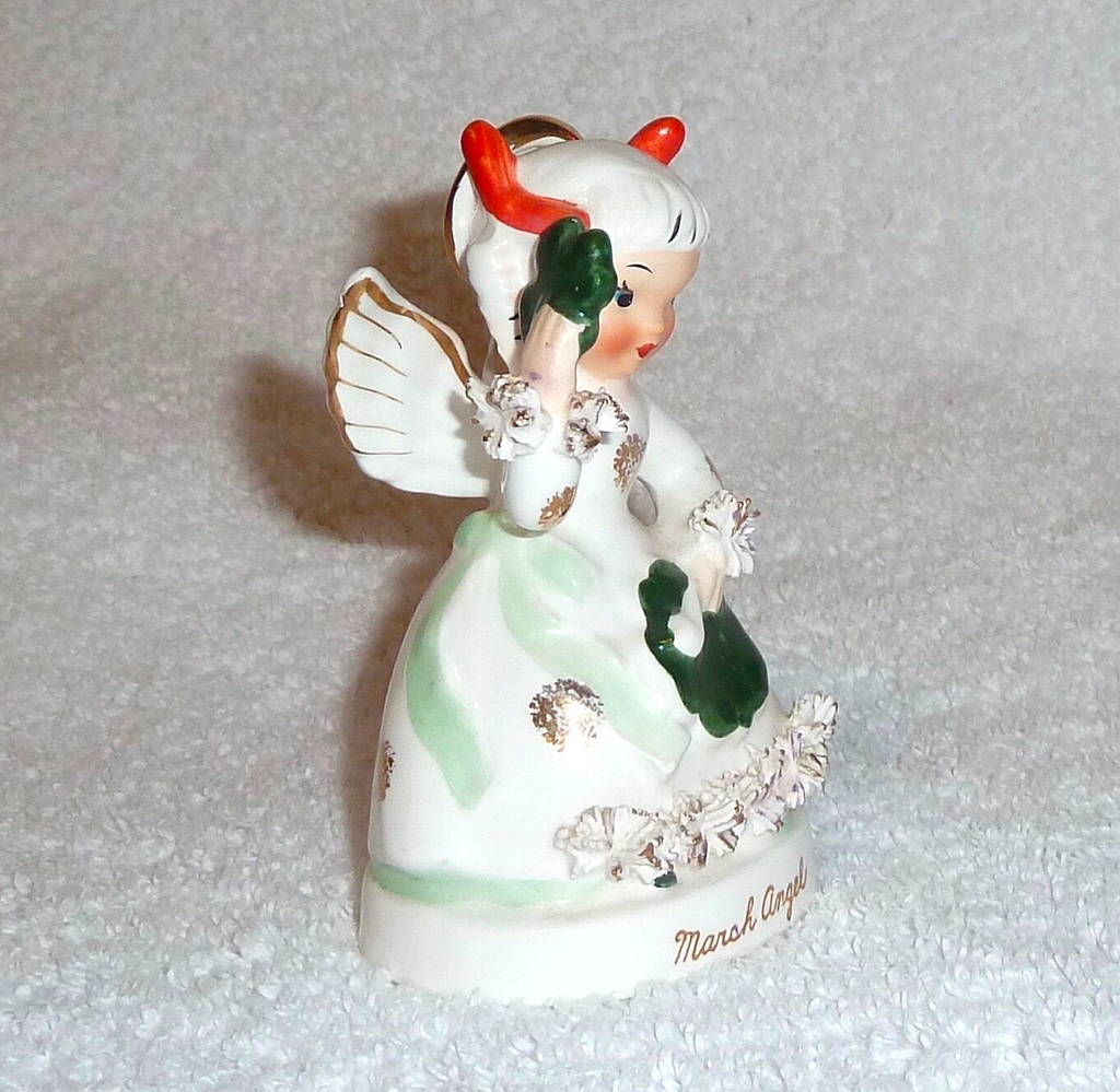 Details about  Vintage Napco Birthday Angel March St. Patrick Day Shamrock 1950s Figurine