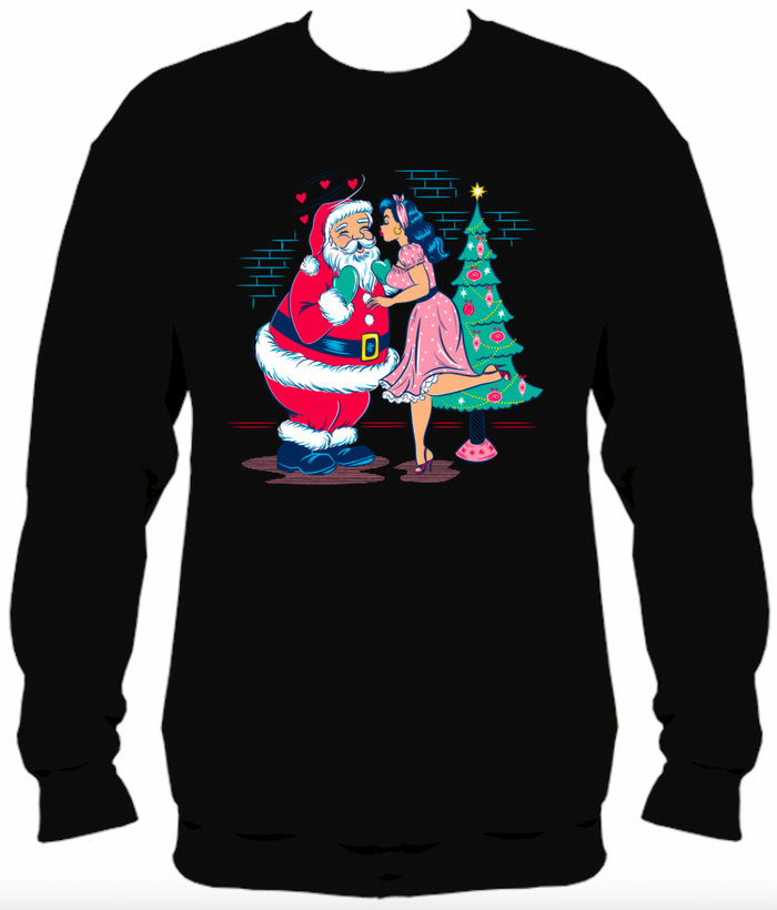 A Kiss for Santa Claus Christmas Pinup Rockabilly Unisex Sweatshirt