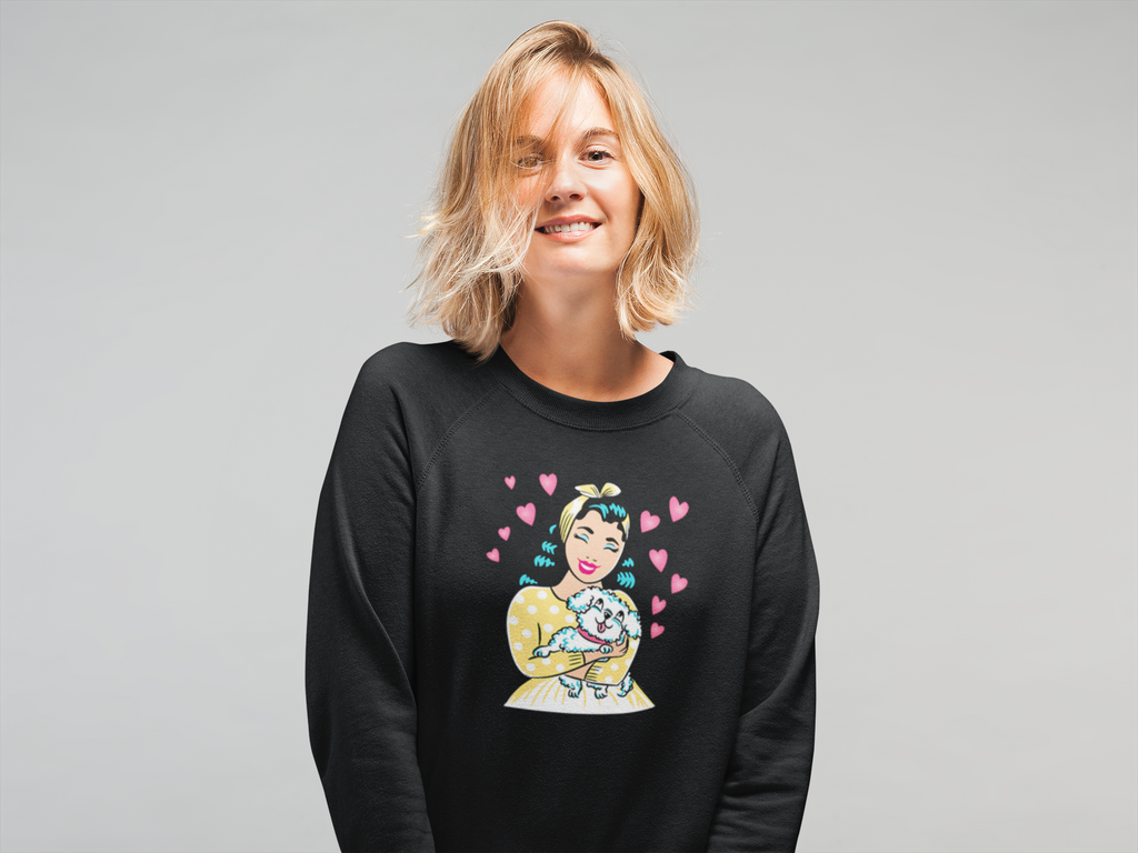 Bichon Frise Dog Mom and Dad Lover Black Crewneck Sweatshirt