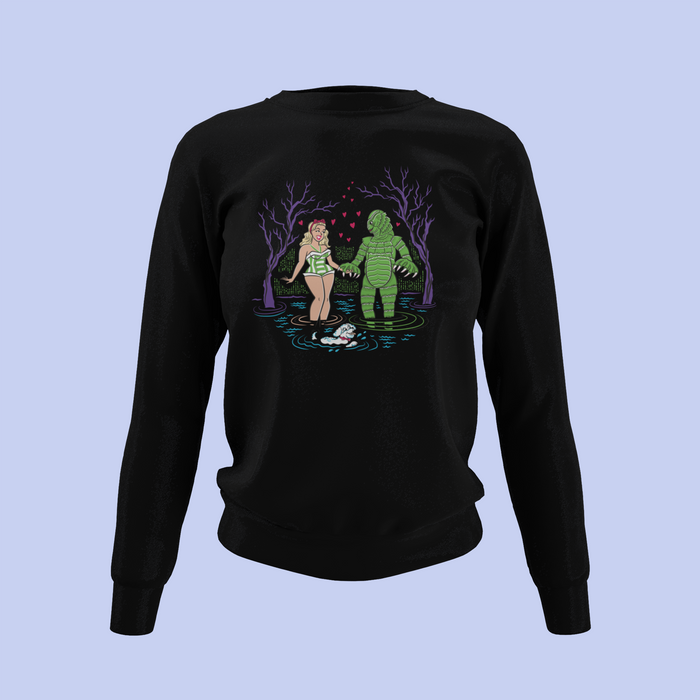 The Creature From The Black Lagoon Blonde Pinup Retro Horror Rockabilly Men's Unisex Sweatshirt
