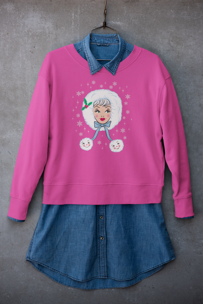 Peppermint Doll Holiday Sugar Plum Pink Kitschmas Sweatshirt