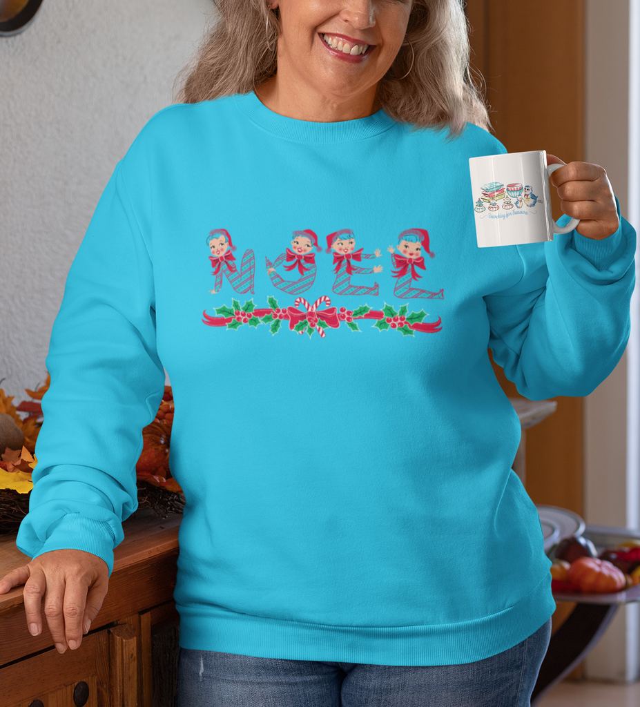Noel Candy Cane Pixies Blue Pullover Crewneck Sweatshirt