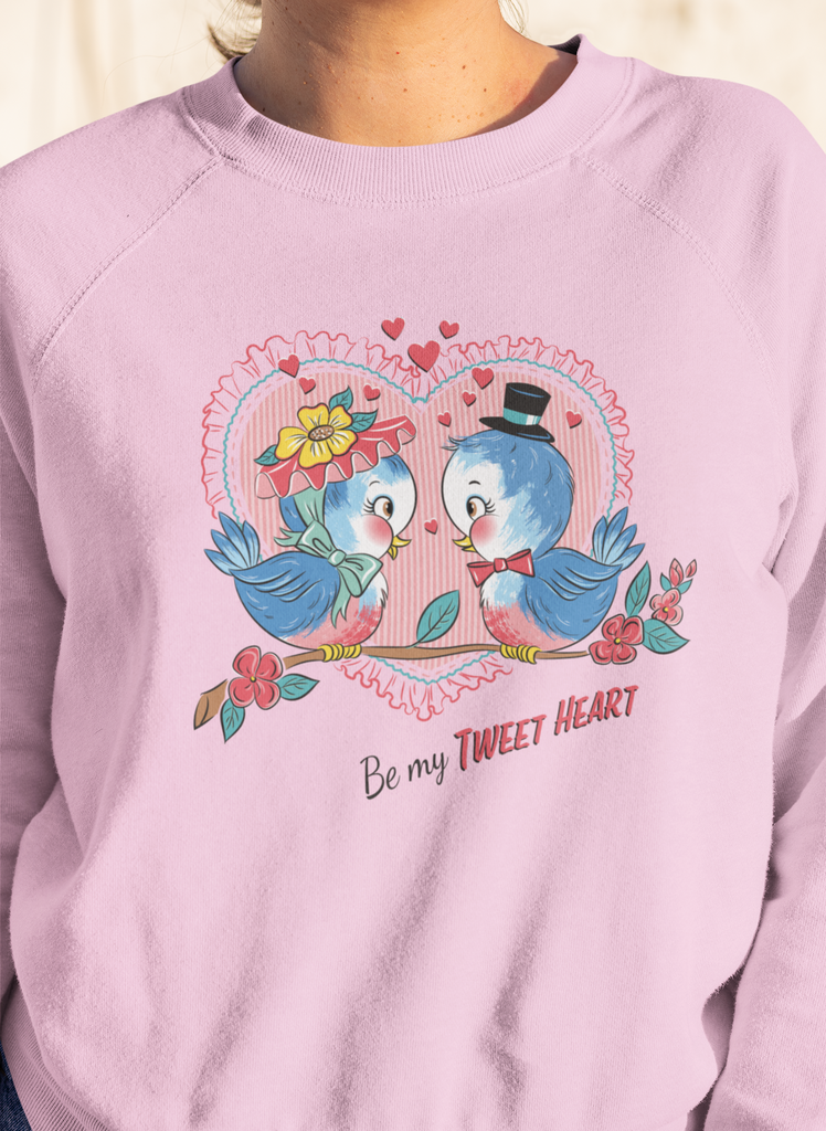 Vintage Bluebird Valentine Pink Crewneck Sweatshirt