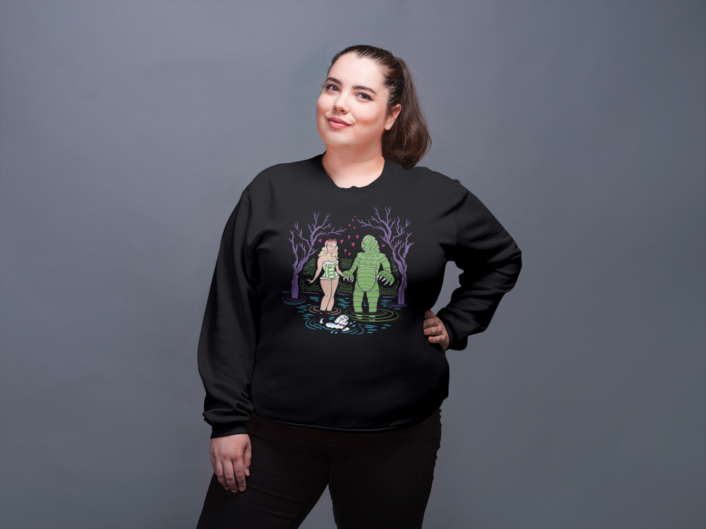 The Creature From The Black Lagoon Blonde Pinup Retro Horror Rockabilly Men's Unisex Sweatshirt