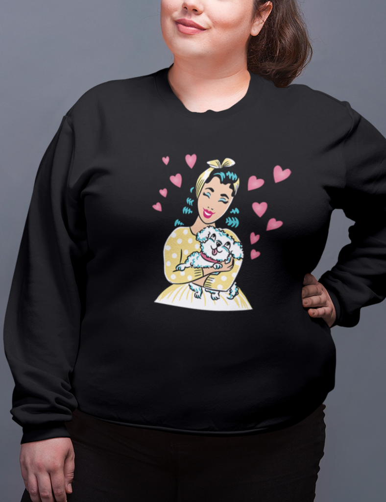 Bichon Frise Dog Mom and Dad Lover Black Crewneck Sweatshirt