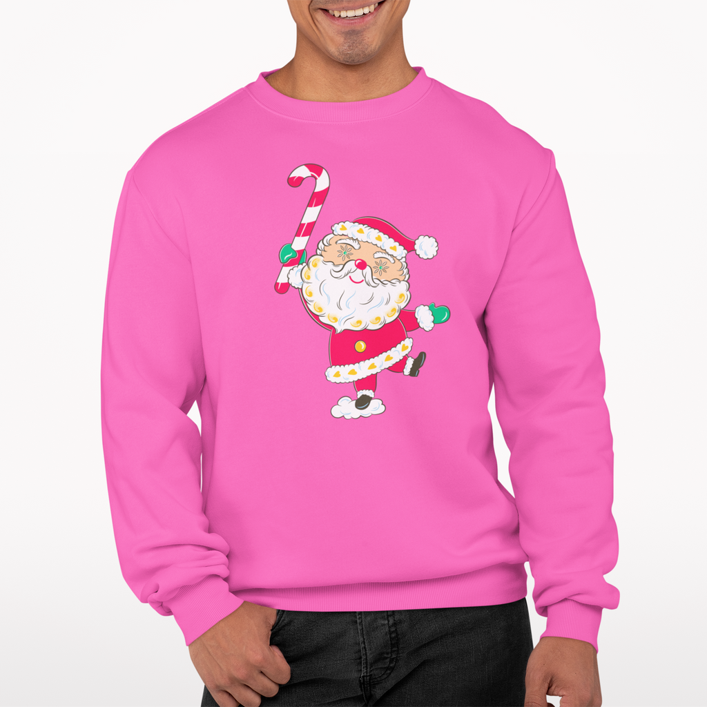 Christmas Starry Eyed Santa Claus Sugar Plum Pink Unisex Crewneck Sweatshirt