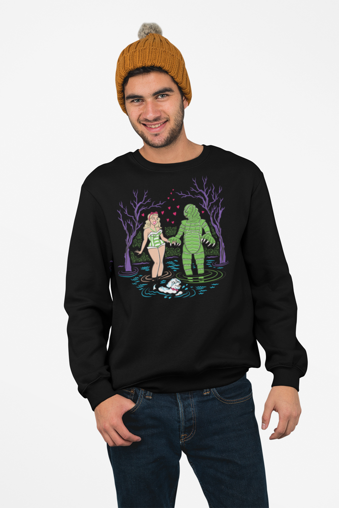 The Creature From The Black Lagoon Blonde Pinup Retro Horror Rockabilly Men's Unisex Sweatshirt