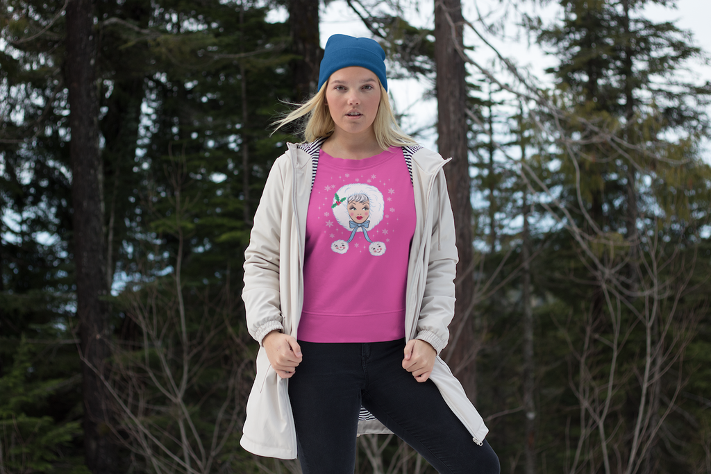 Peppermint Doll Holiday Sugar Plum Pink Kitschmas Sweatshirt