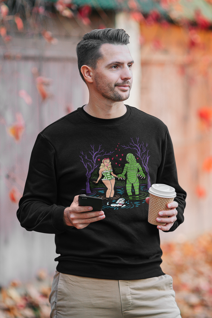The Creature From The Black Lagoon Blonde Pinup Retro Horror Rockabilly Men's Unisex Sweatshirt