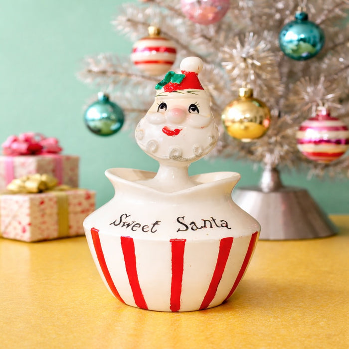 Vintage Lefton Sweet Santa Sugar Jar Christmas Pixieware MCM Japan 1950s