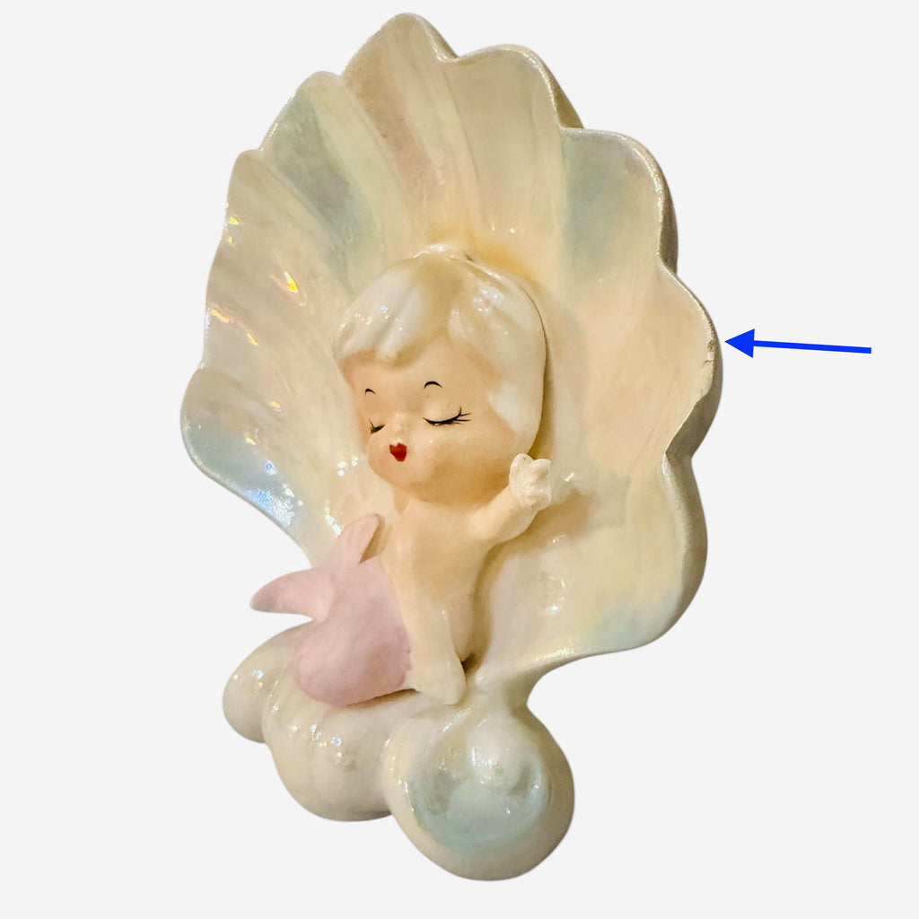 Vintage Norcrest Mermaid Wall Plaque  Pink Shell MCM Japan 1950s P116