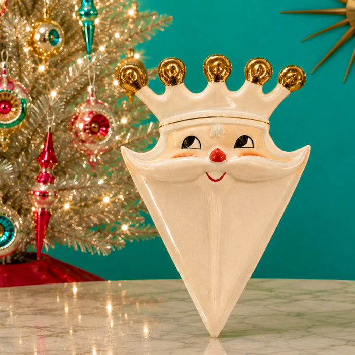 Vintage Very Rare Holt Howard Christmas Santa King Pixieware Ceramic Divided Plate Dish 1960 MCM Japan
