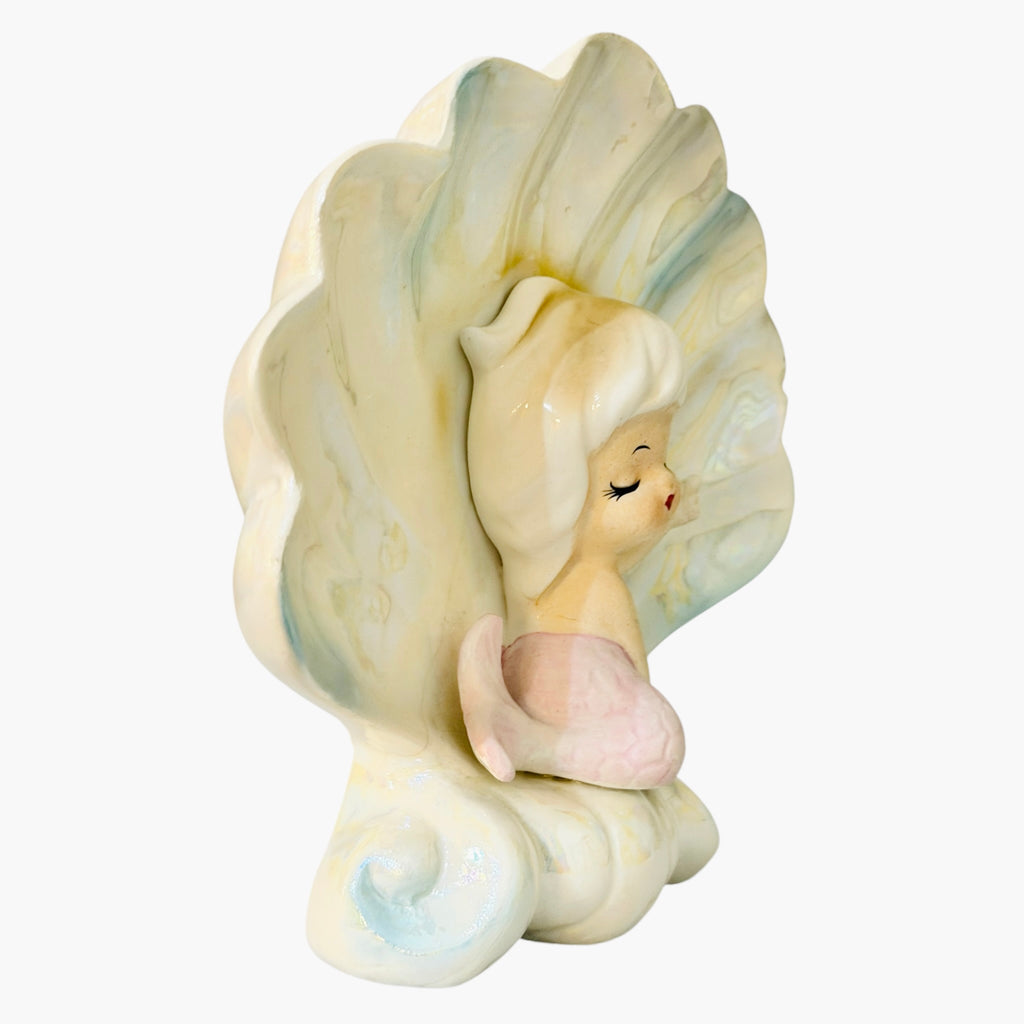 Vintage Norcrest Mermaid Wall Plaque  Pink Shell MCM Japan 1950s P116