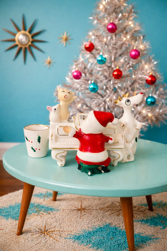 Vintage Holt Howard Santa Piano Candleholder Flower Frog Ultra Rare Mid-Century Japan 1960