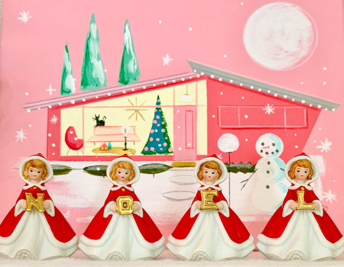 Vintage NOEL BRINN’S Christmas Shopper Girls Figurined MCM