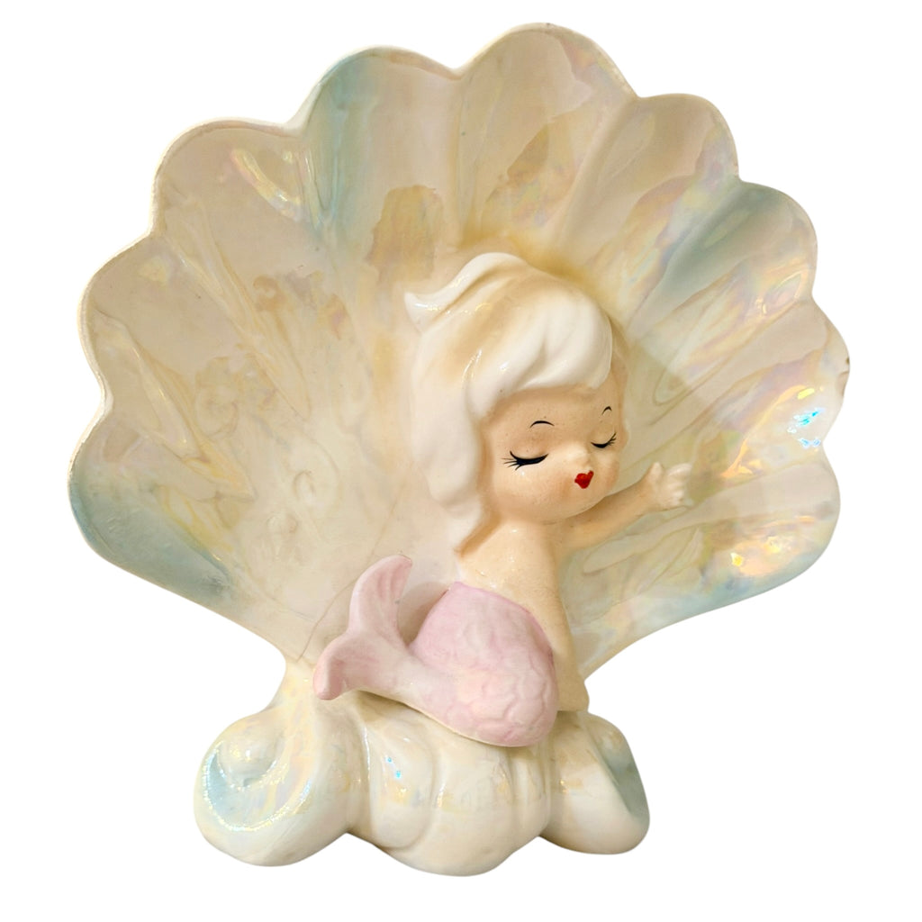 Vintage Norcrest Mermaid Wall Plaque  Pink Shell MCM Japan 1950s P116