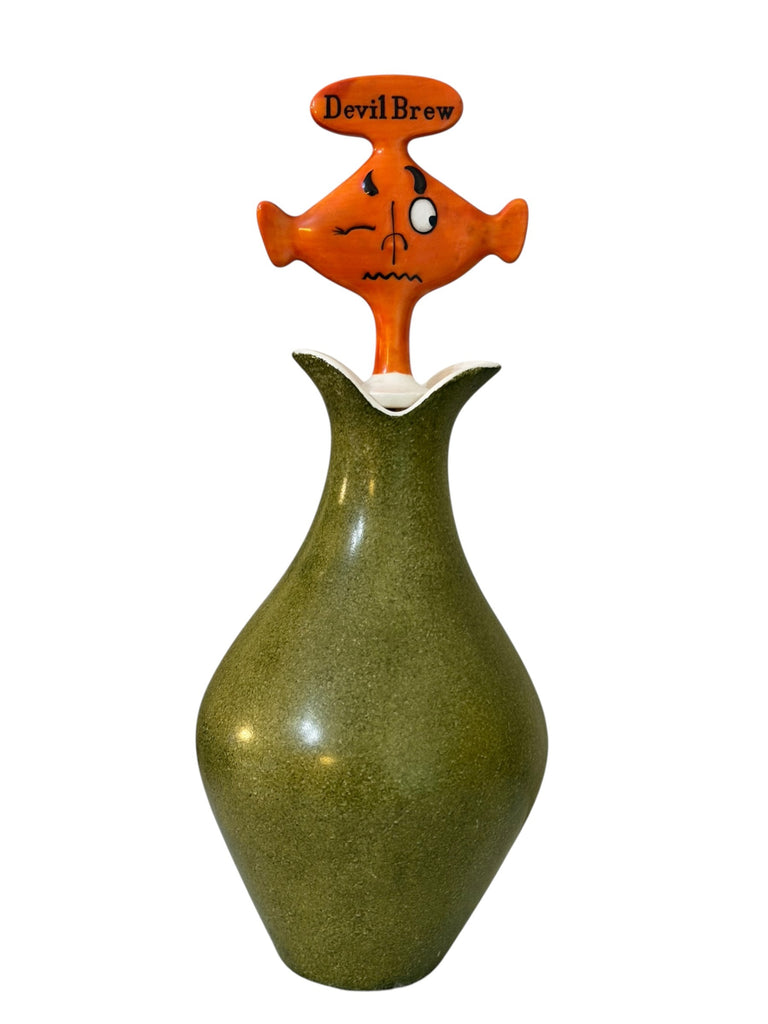 Vintage Holt Howard 1958 Pixieware Devil Brew Liquor Decanter Green Solid Base RARE