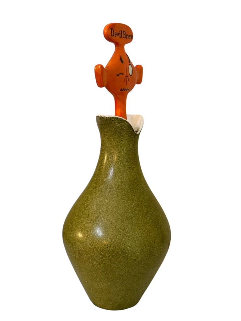 Vintage Holt Howard 1958 Pixieware Devil Brew Liquor Decanter Green Solid Base RARE