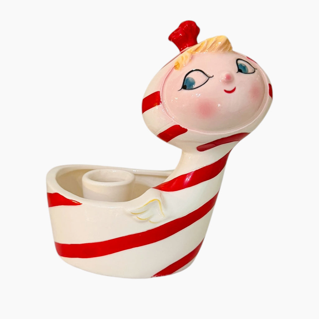 Vintage Holt Howard Lil’ Candy Cane Angel Planter and Candle Holder MCM Japan