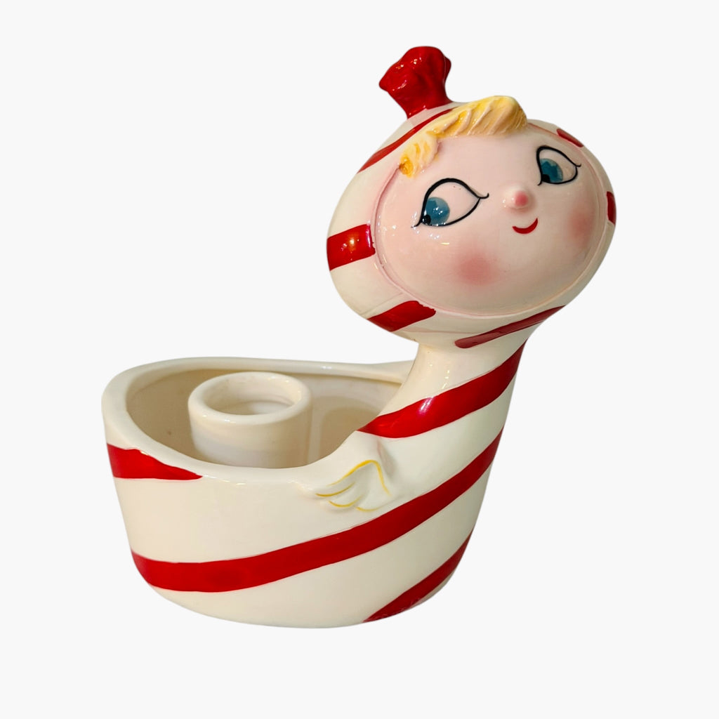 Vintage Holt Howard Lil’ Candy Cane Angel Planter and Candle Holder MCM Japan