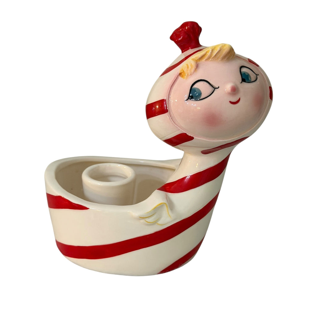Vintage Holt Howard Lil’ Candy Cane Angel Planter and Candle Holder MCM Japan
