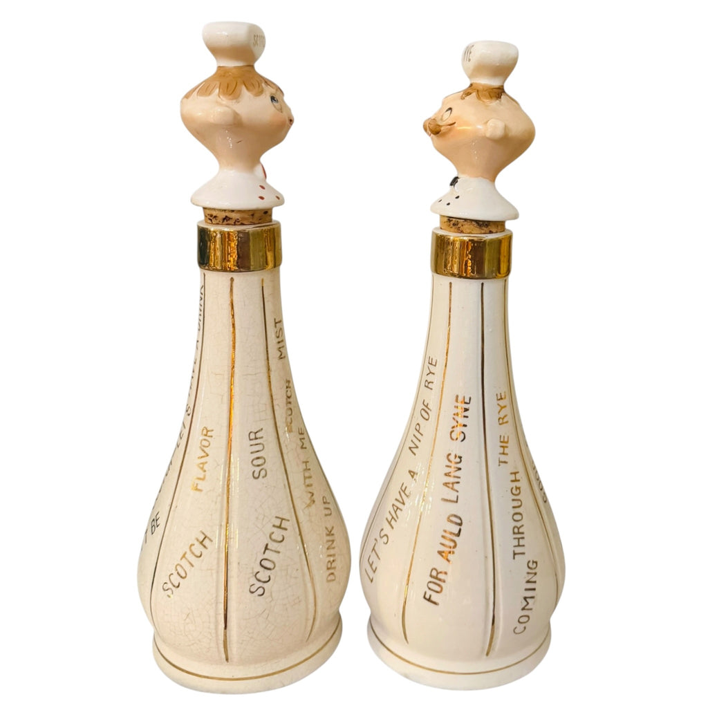 Vintage Holt Howard Pixieware Scotch and Rye Decanter Set MCM Barware Japan