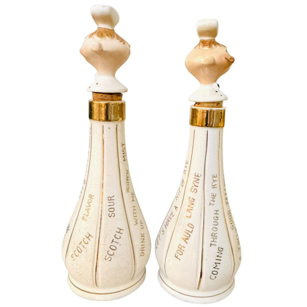 Vintage Holt Howard Pixieware Scotch and Rye Decanter Set MCM Barware Japan