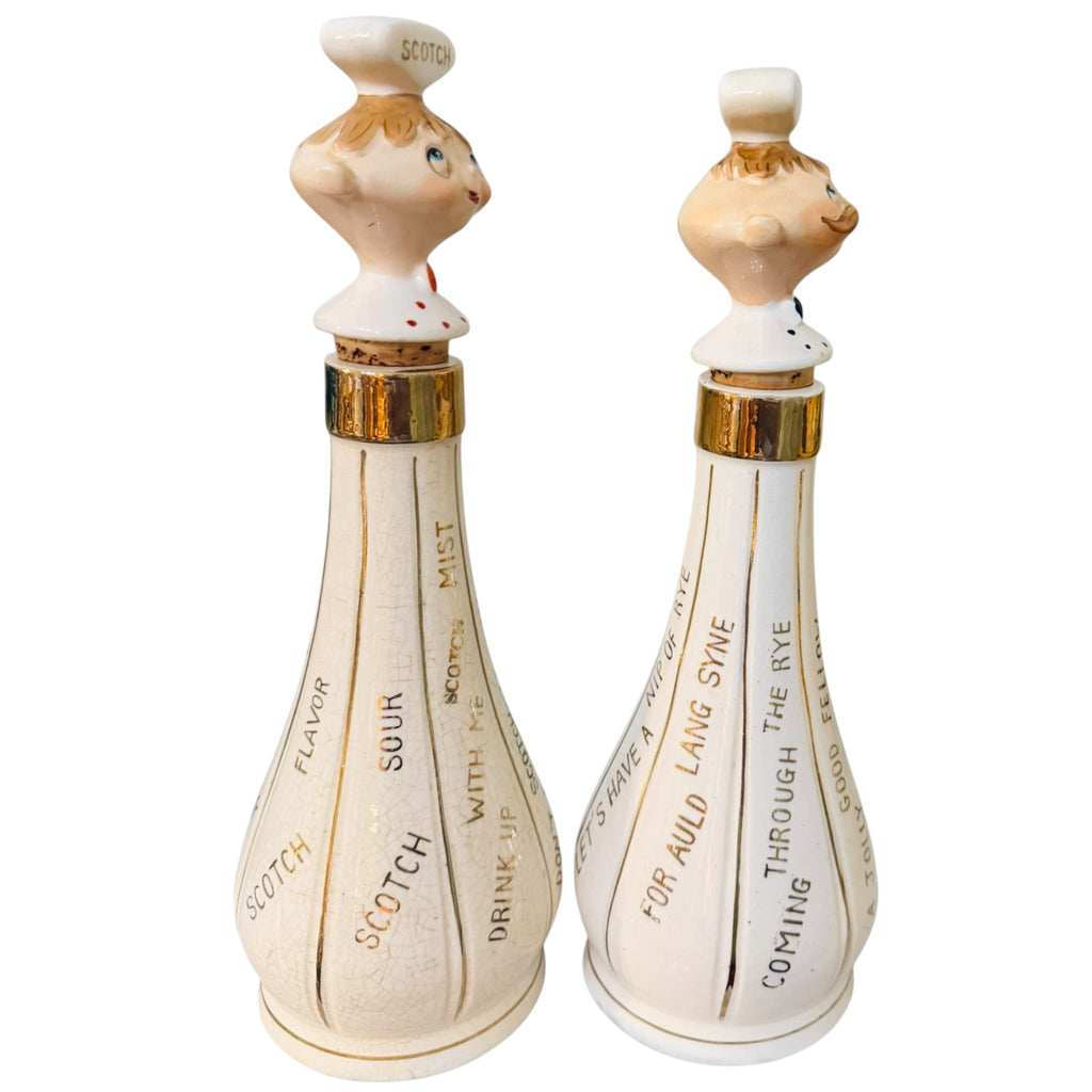Vintage Holt Howard Pixieware Scotch and Rye Decanter Set MCM Barware Japan