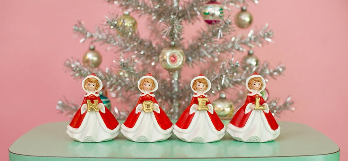 Vintage NOEL BRINN’S Christmas Shopper Girls Figurined MCM