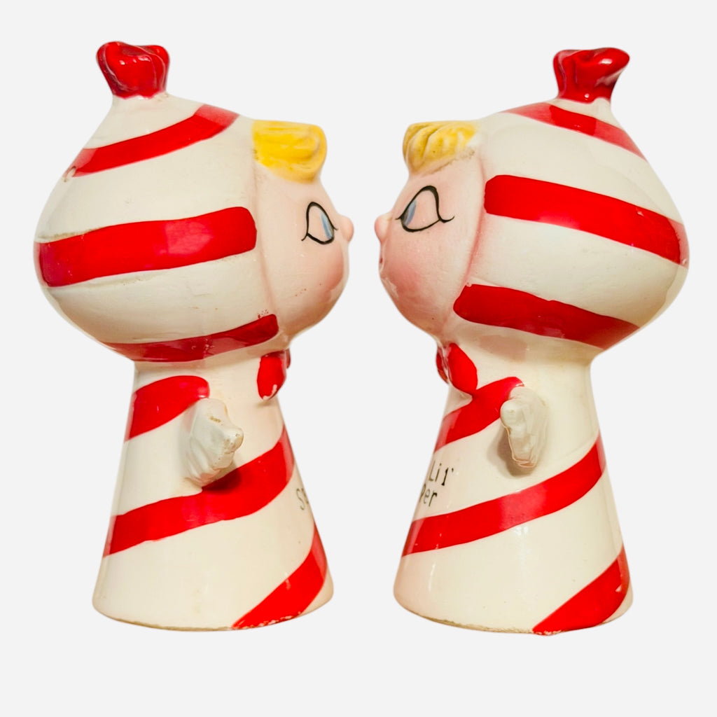 Vintage Holt Howard Christmas Candy Cane Angels Lil Salt & Pepper Shakers Pixieware MCM Japan