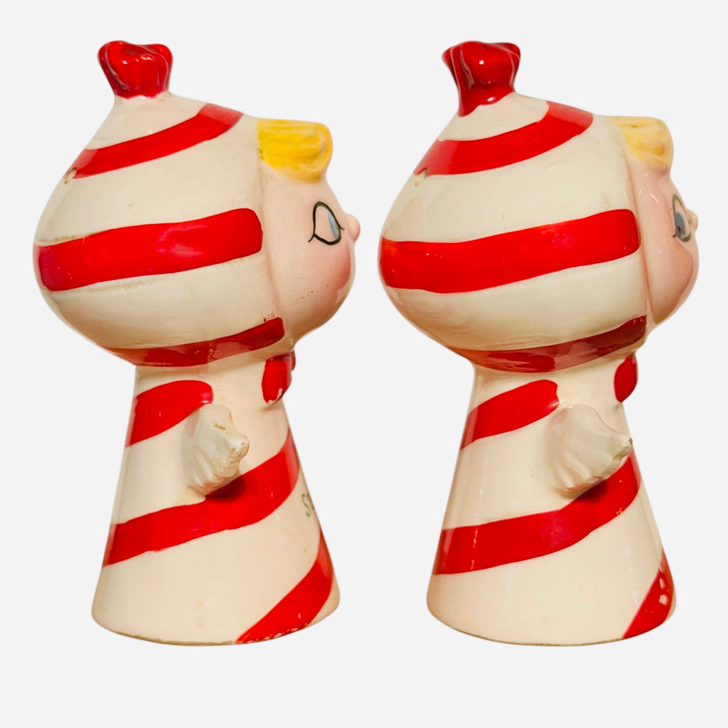 Vintage Holt Howard Christmas Candy Cane Angels Lil Salt & Pepper Shakers Pixieware MCM Japan