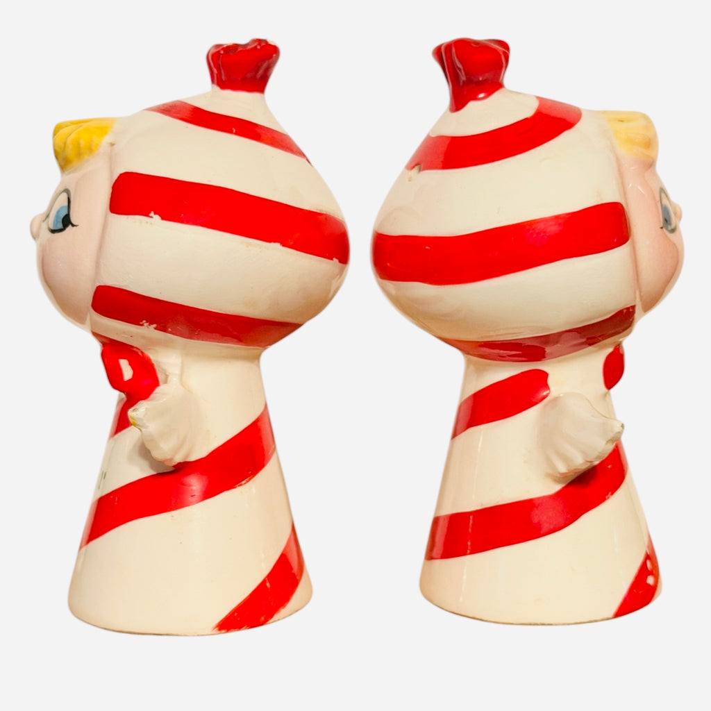 Vintage Holt Howard Christmas Candy Cane Angels Lil Salt & Pepper Shakers Pixieware MCM Japan