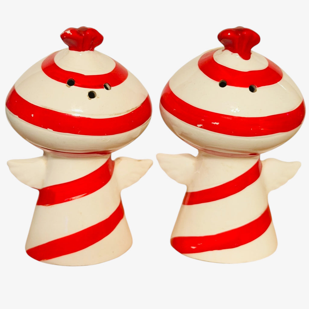 Vintage Holt Howard Christmas Candy Cane Angels Lil Salt & Pepper Shakers Pixieware MCM Japan