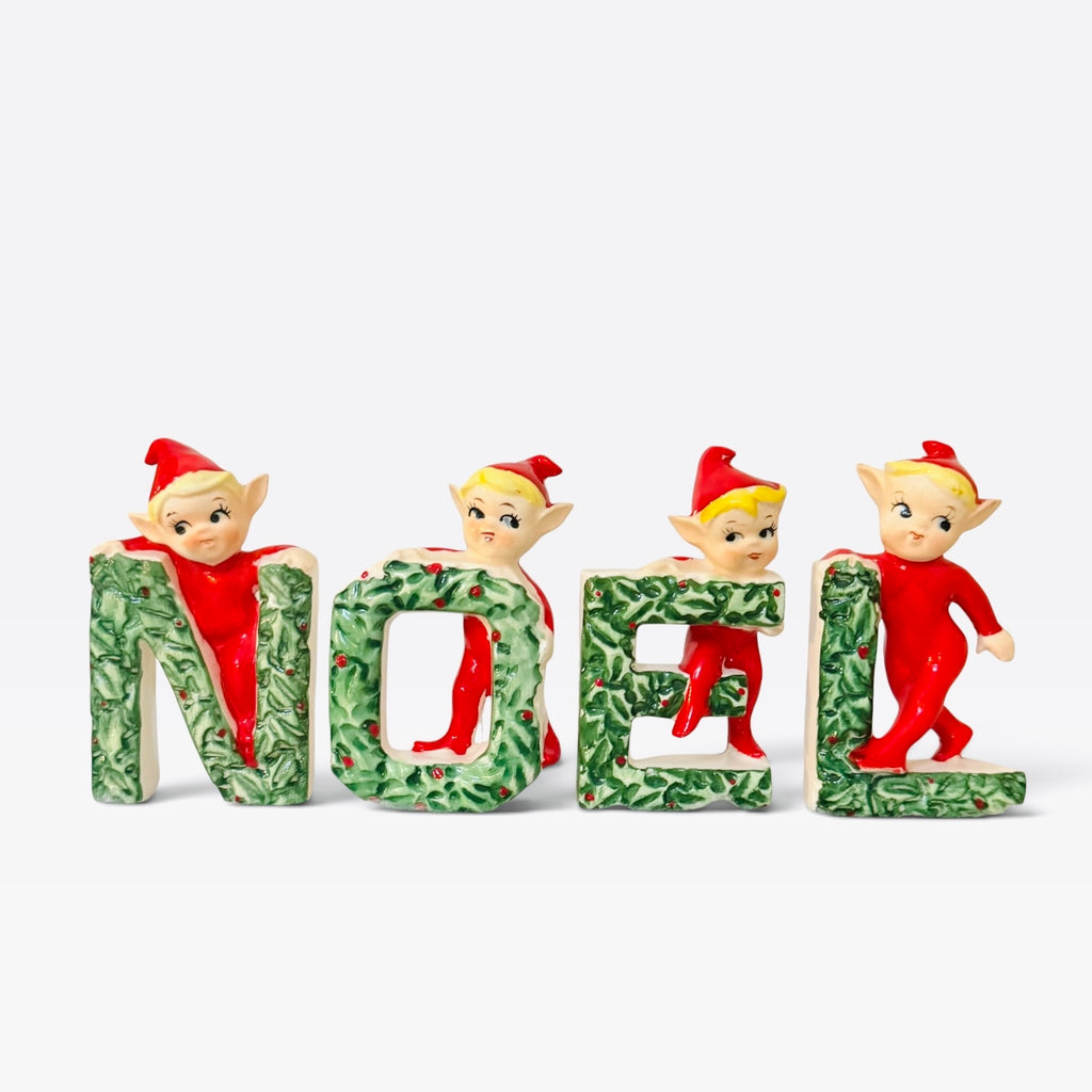 Vintage NOEL Elves Pixies Figurines 1950s Japan Mid-Century Christmas Kitsch MCM
