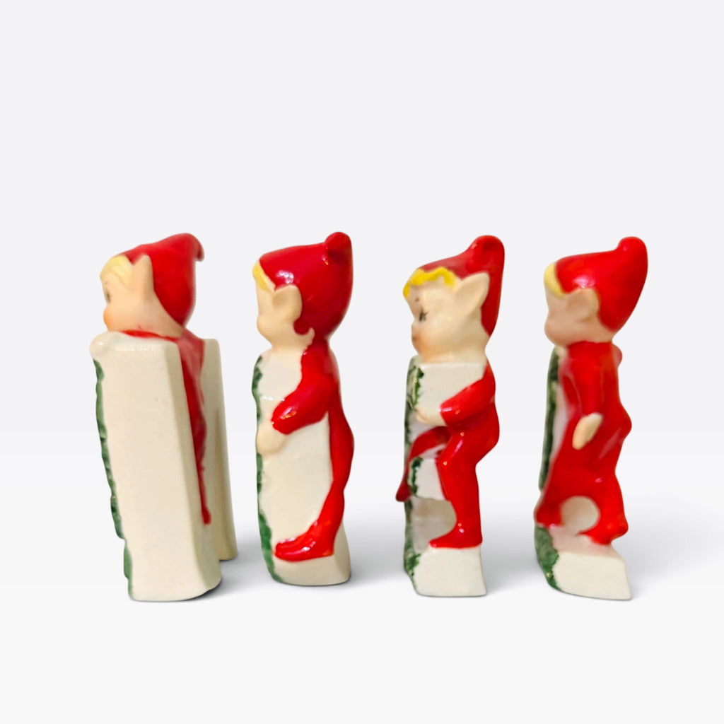 Vintage NOEL Elves Pixies Figurines 1950s Japan Mid-Century Christmas Kitsch MCM