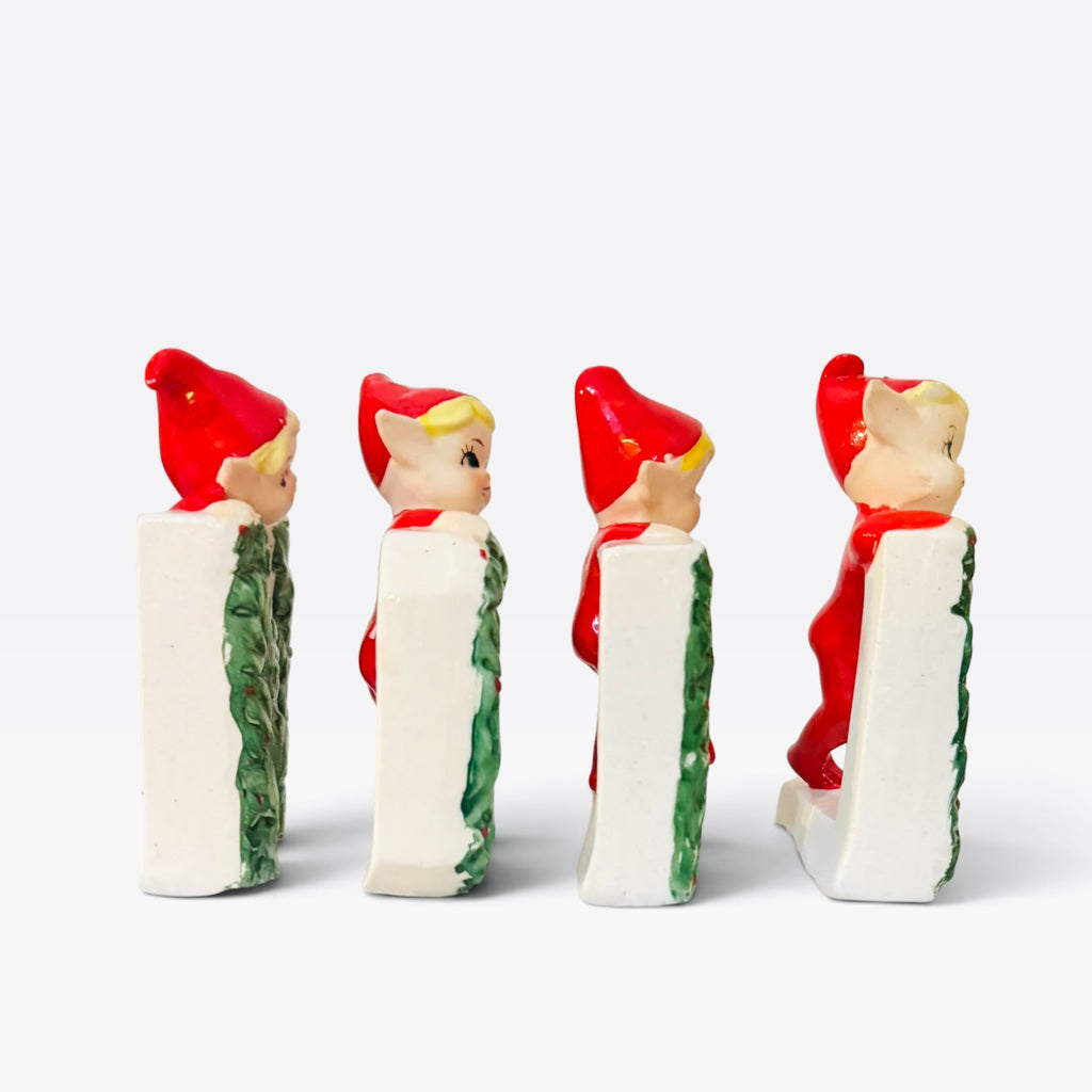 Vintage NOEL Elves Pixies Figurines 1950s Japan Mid-Century Christmas Kitsch MCM