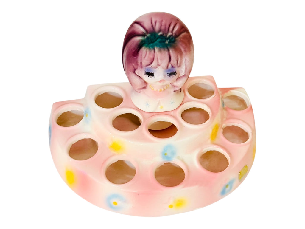 VINTAGE RARE Ado Mizumori Pink & Purple Mod Girl Lipstick Holder – Kitsch Vanity Japan 60s MCM