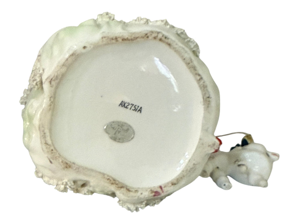 Vintage Napco Christmas Shopper Girl Planter with Poodle – 1950s