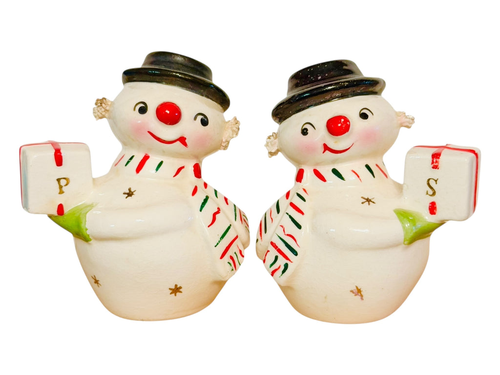 Vintage Holt Howard Jolly Christmas Snowman Salt and Pepper Shakers Mid-Century Modern Japan