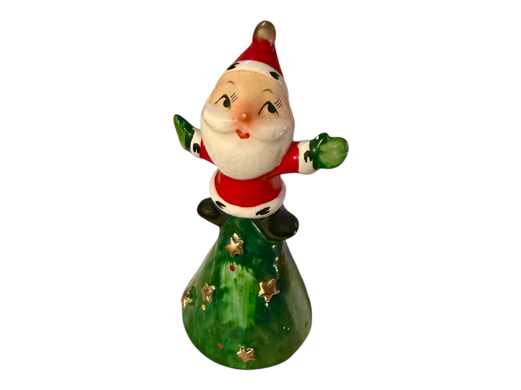 Vintage Holt Howard Santa 1959 Sitting on Christmas Tree Three-Tier Bell MCM Japan Pixieware